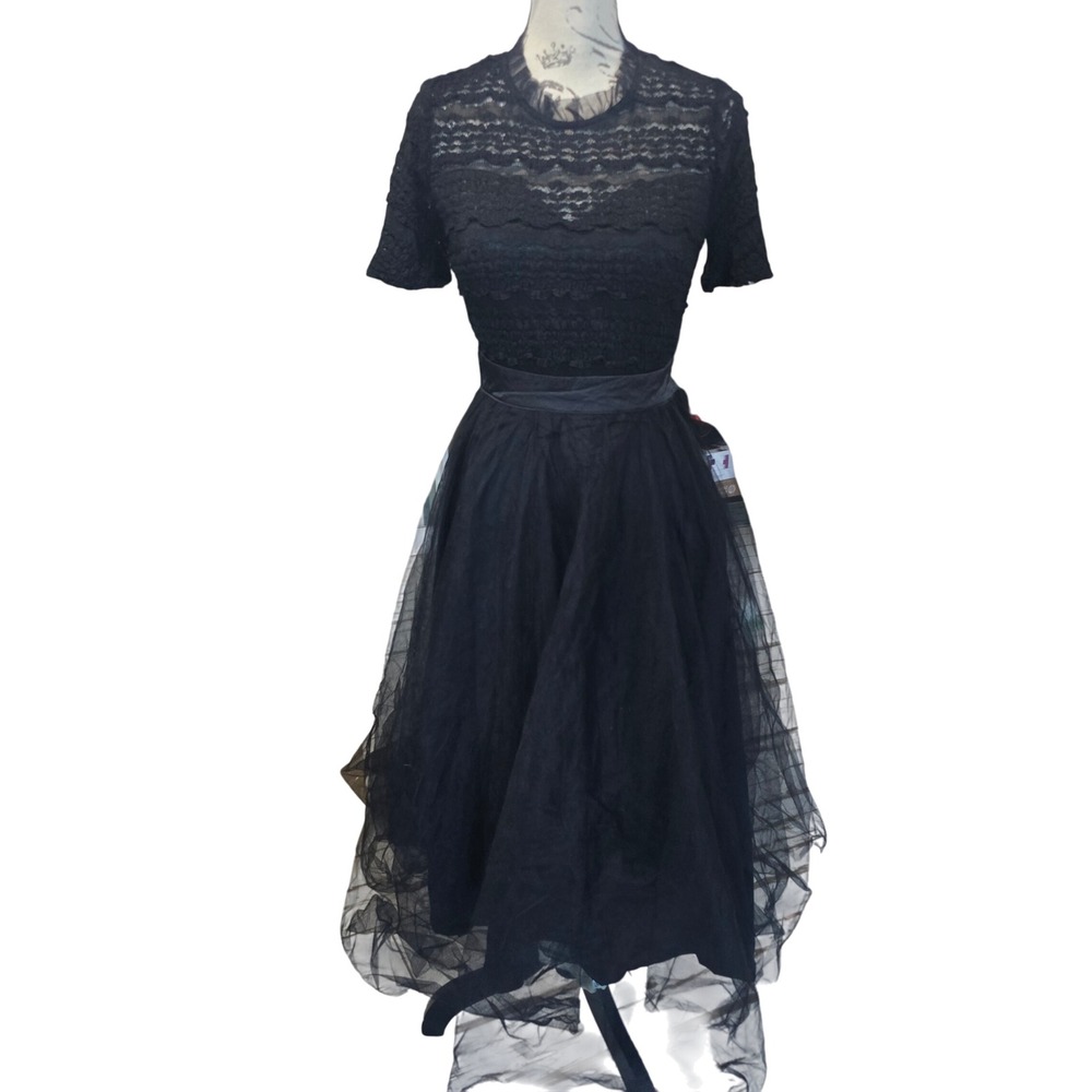 Baltic Born NWOT Darcy Tulle Midi Dress Black Lace Party Cocktail Evening Small - Picture 3 of 12